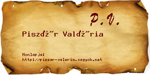Piszár Valéria névjegykártya